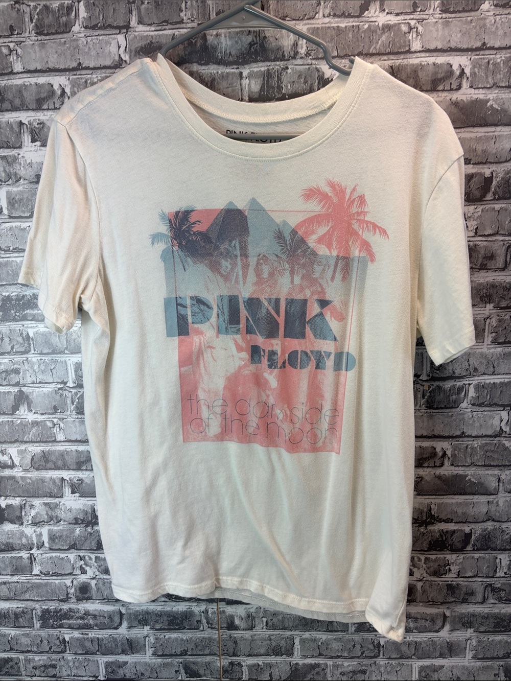 Pink Floyd womebs Tee in Cream with Pink & Blue Graphic